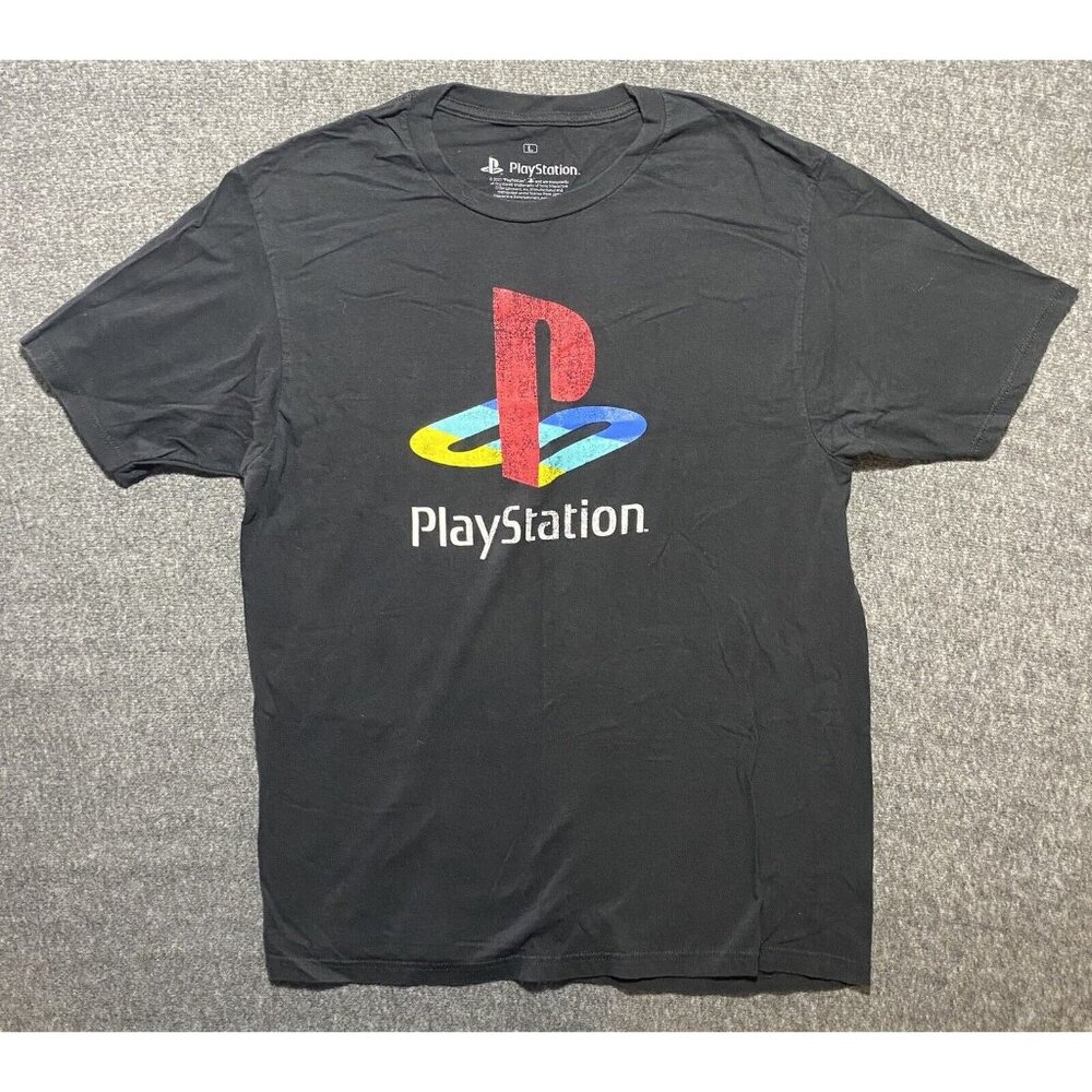 Authentic PlayStation Logo T-Shirt with Vintage Look Size L